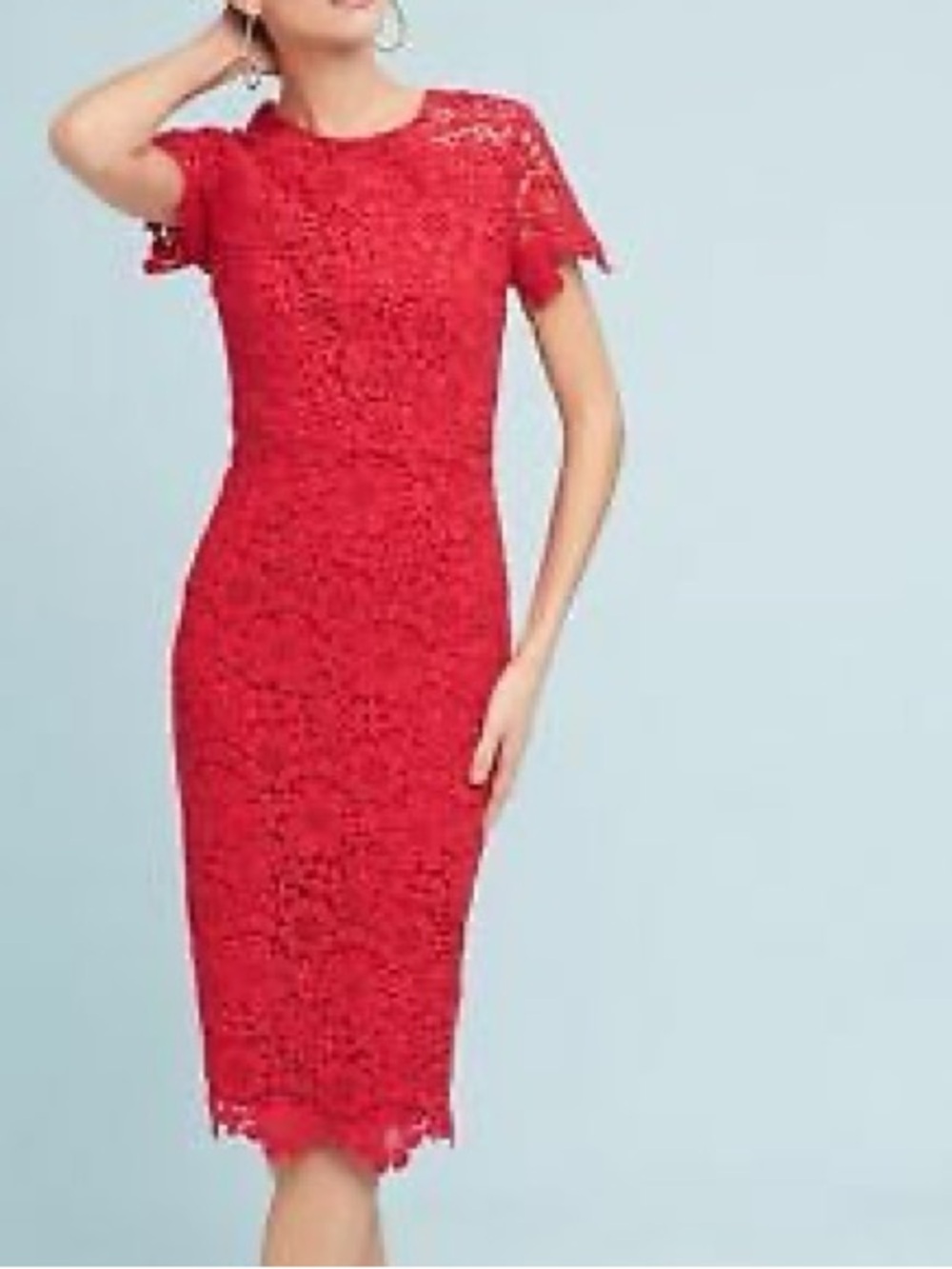 Shoshanna Red Lace Midi Dress